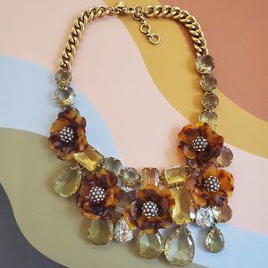 Tortoise Shell Flower Floral Statement Rhinestones